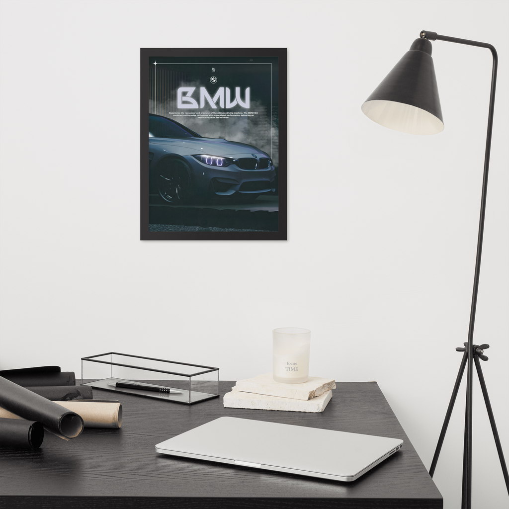 BMW m4 dark poster framed