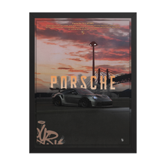 Porsche GT3RS orange poster framed