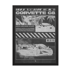 Corvette C8 brutalism black poster framed