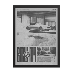 BMW M4 brutalism white poster framed