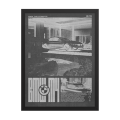 BMW M4 brutalism black poster framed