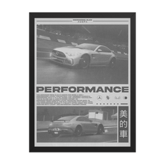 Mercedes SL63 brutalism poster framed