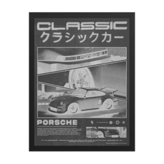 Porsche brutalism classic black poster framed