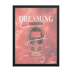 Mazda RX7 cloud pink poster framed