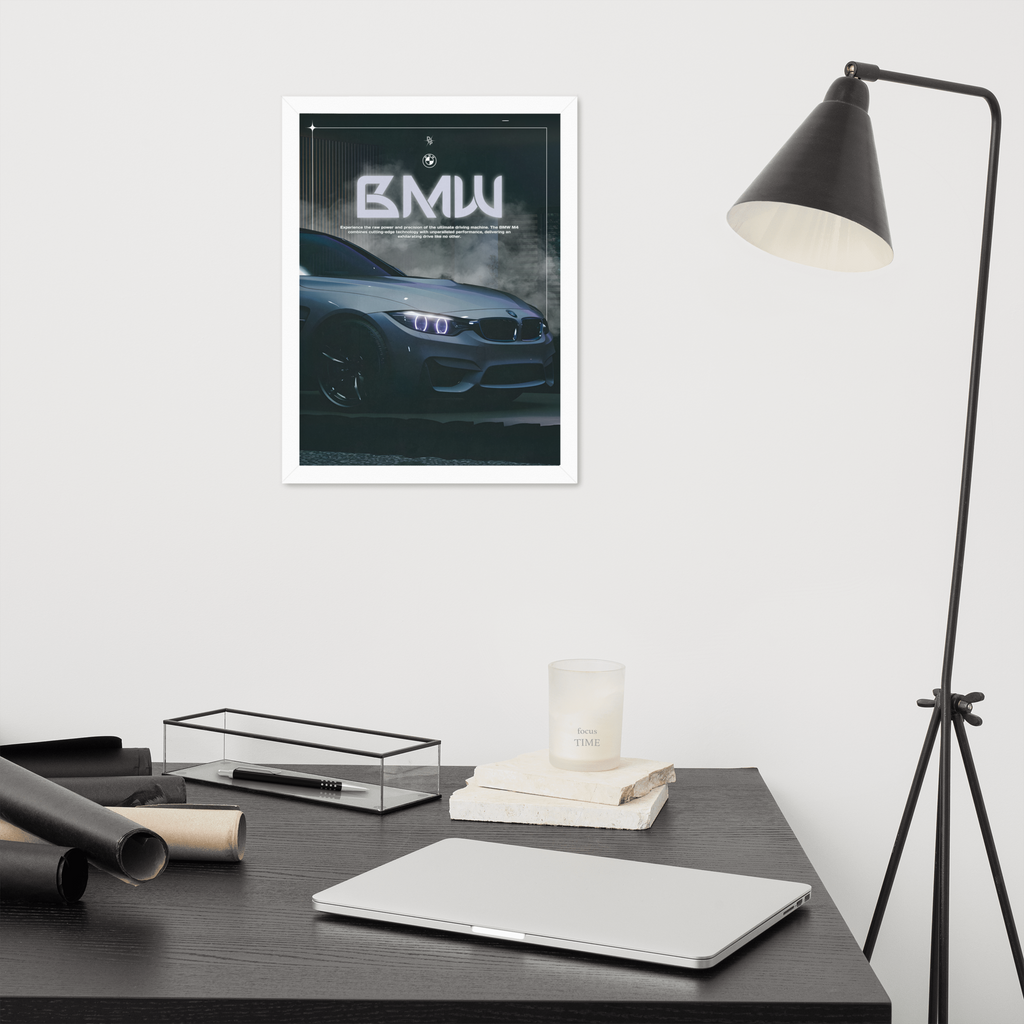 BMW m4 dark poster framed